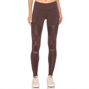 Alo High-Waist Moto Yoga Pants (Mink Glossy Size XXSmall)